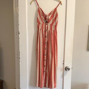 Japna Striped Button-Front Maxi Dress Size: S